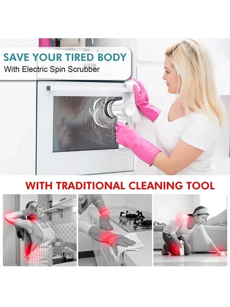 POWERCLEAN PRO - Electric Bathroom Scrubber with 5 Brush Heads