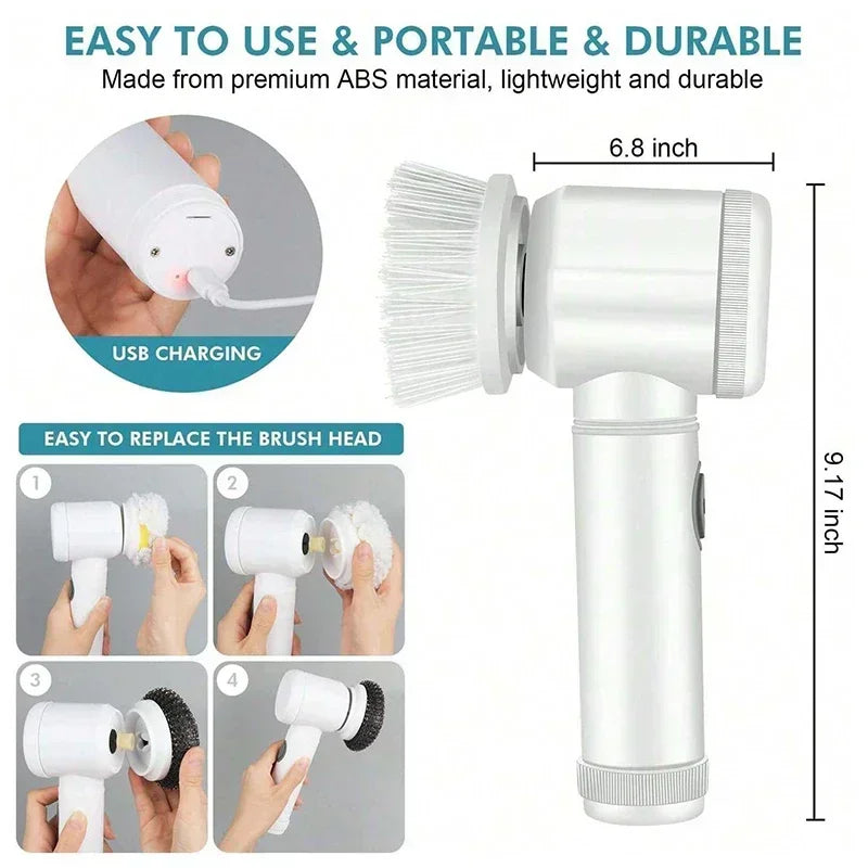 POWERCLEAN PRO - Electric Bathroom Scrubber with 5 Brush Heads