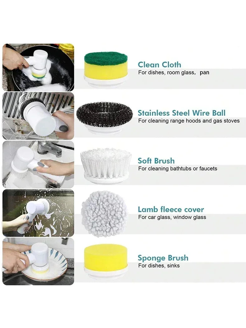 POWERCLEAN PRO - Electric Bathroom Scrubber with 5 Brush Heads