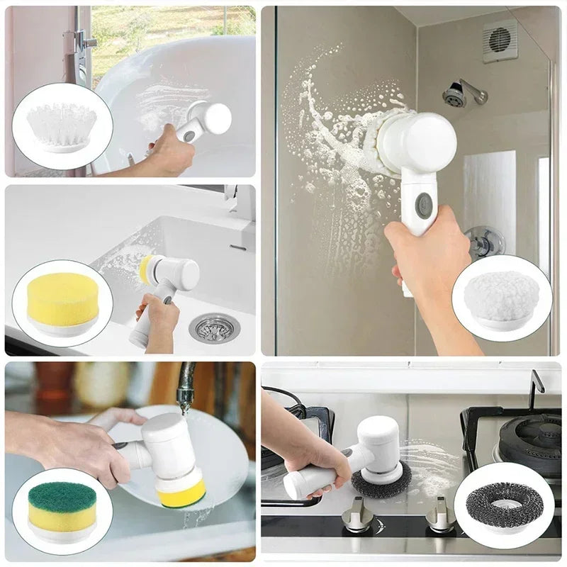 POWERCLEAN PRO - Electric Bathroom Scrubber with 5 Brush Heads