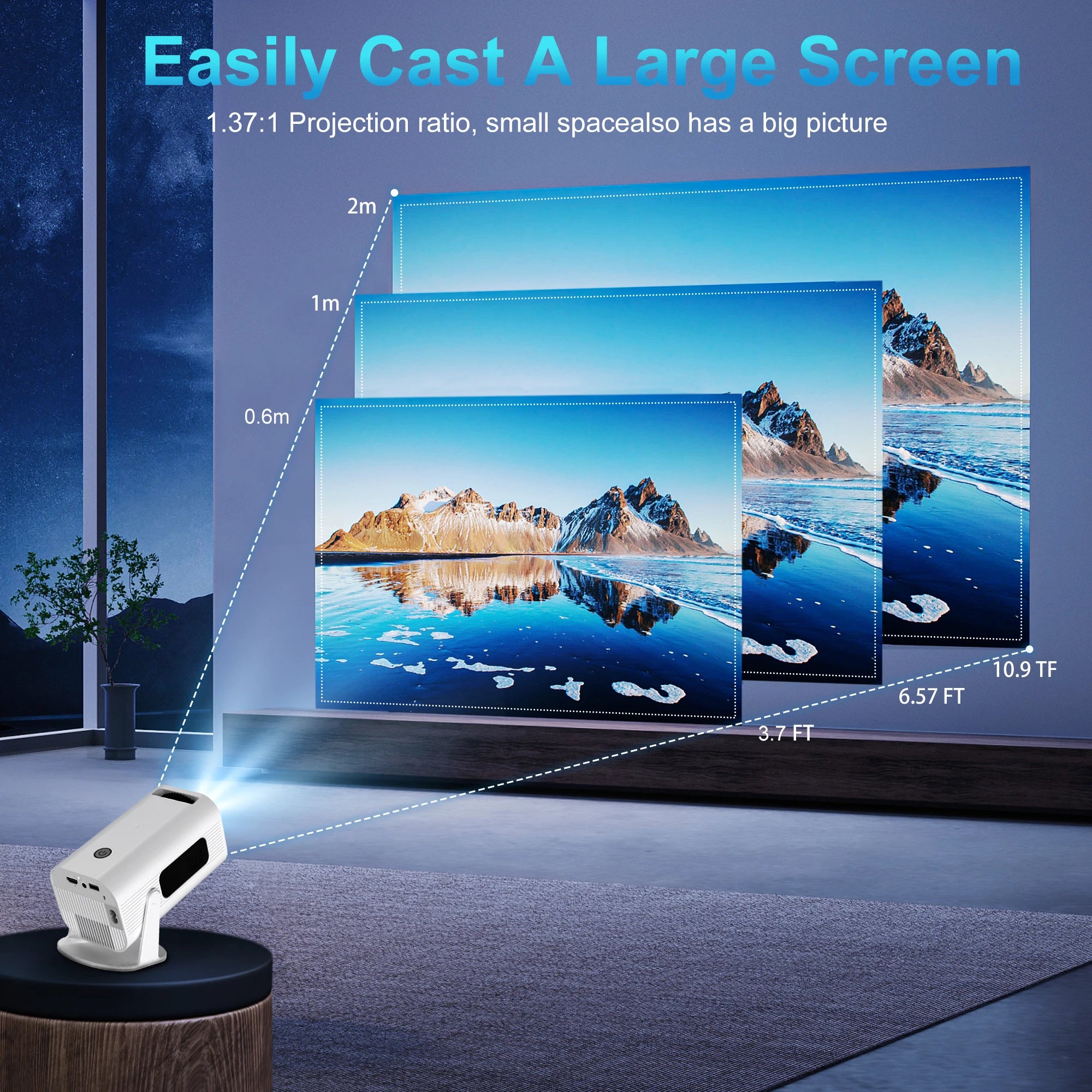 Salange P330W Mini Projetor Android 11 280 ANSI 4K 8K 1080P Wifi6 BT5.0 Home Cinema Portable Projector Android/IOS Video Theater