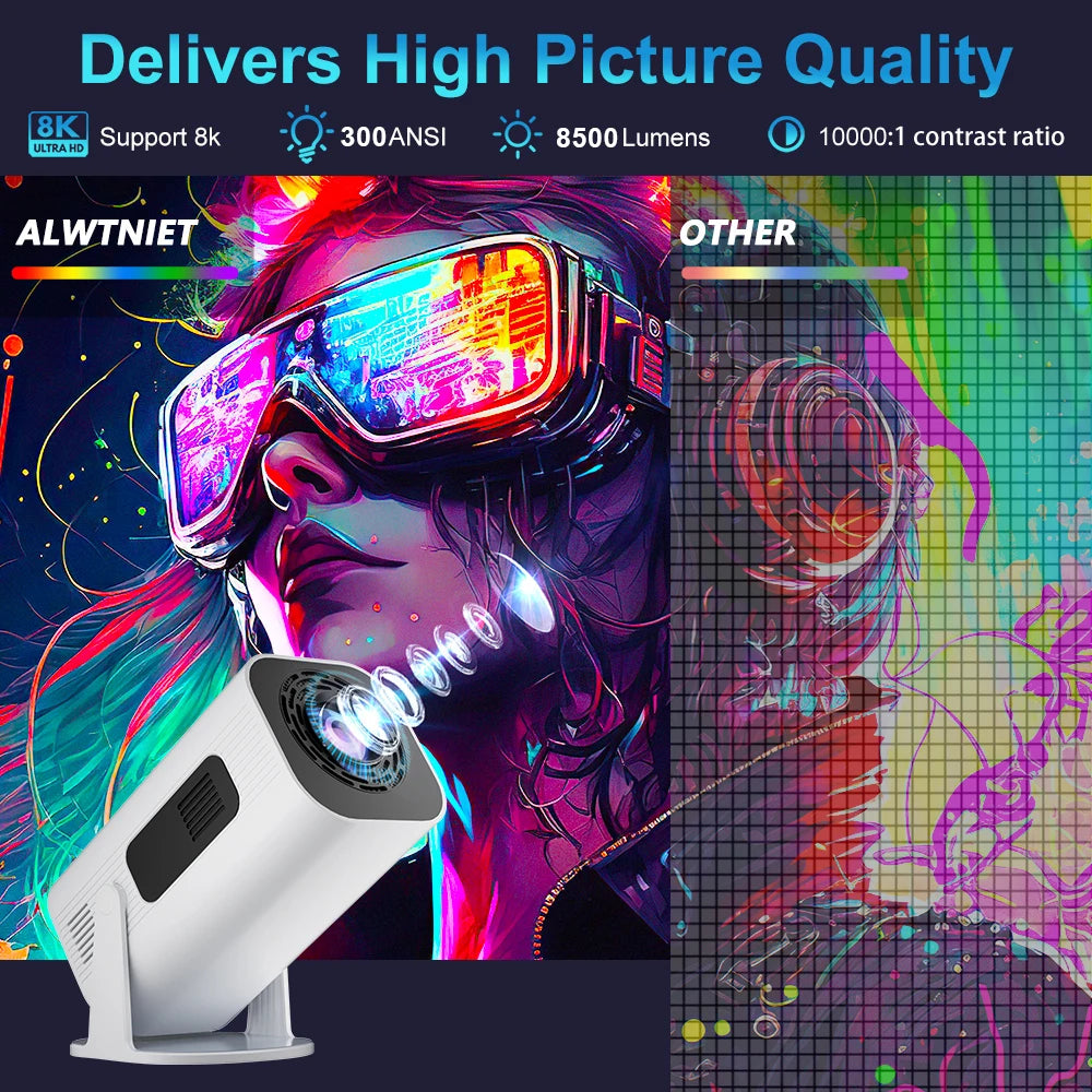 Salange P330W Mini Projetor Android 11 280 ANSI 4K 8K 1080P Wifi6 BT5.0 Home Cinema Portable Projector Android/IOS Video Theater