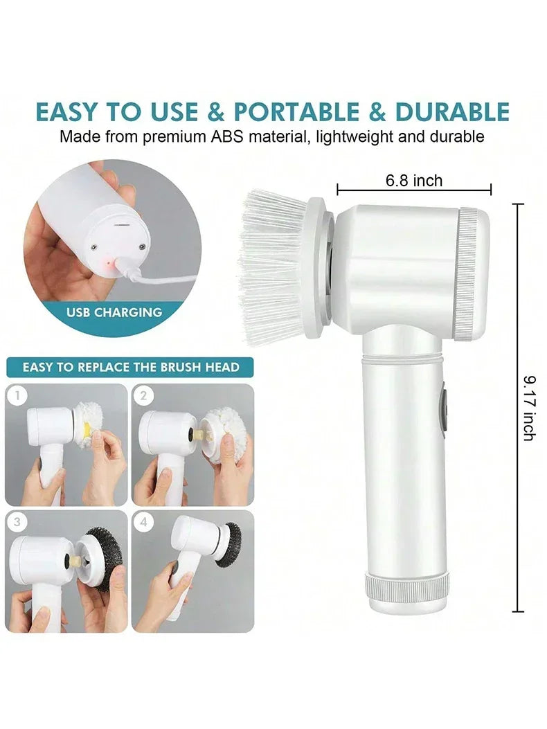 POWERCLEAN PRO - Electric Bathroom Scrubber with 5 Brush Heads