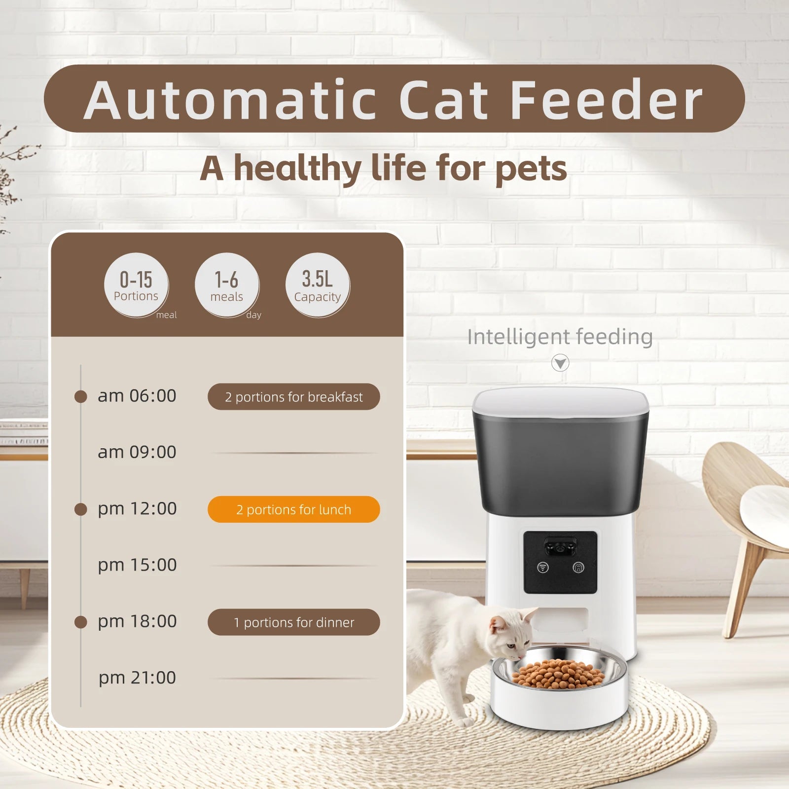 Automatic Pet Feeder 3.5L Automatic Cat Food Dispenser