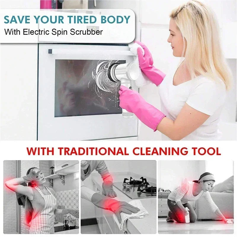 POWERCLEAN PRO - Electric Bathroom Scrubber with 5 Brush Heads